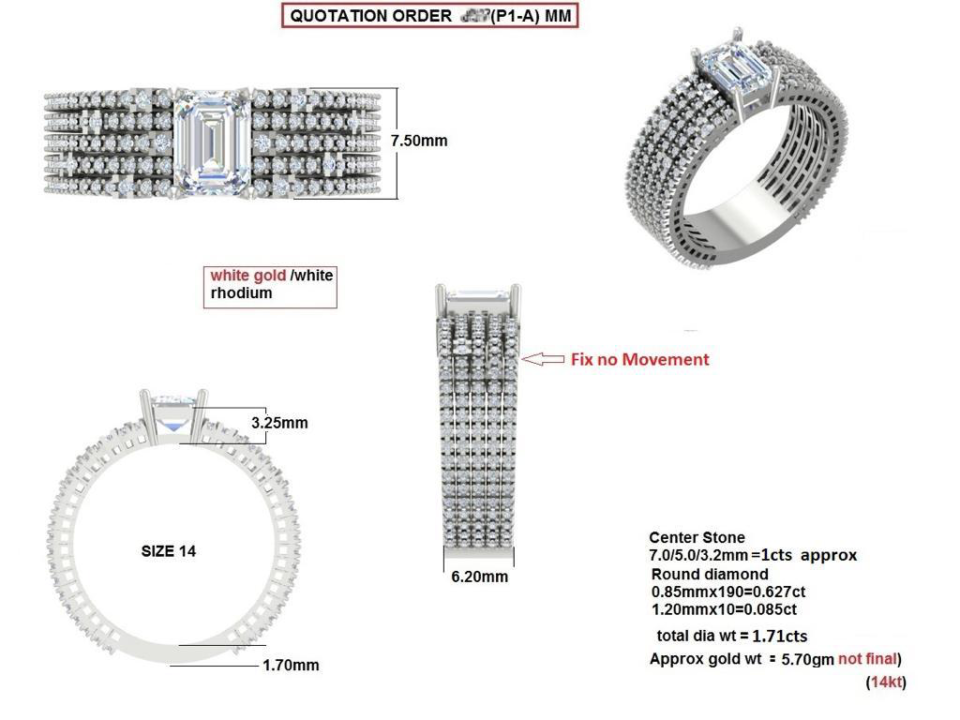 CAD drawing custom design ring